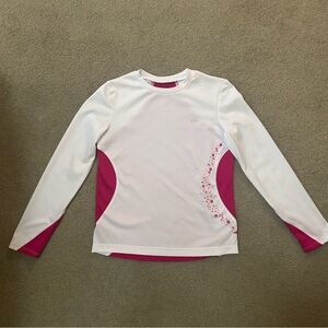 Champion Girls White/Magenta Long Sleeve Lightweight Top